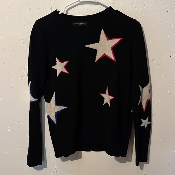 Banana Republic Italian Merino Wool Crewneck Star Sweater M - Picture 2 of 10